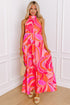 Abstract Printed High Neck Knotted Nape Sleeveless Maxi Dress