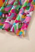 Abstract Printed Lantern Sleeve Buttoned Mini Dress