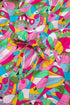 Abstract Printed Lantern Sleeve Buttoned Mini Dress