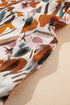 Abstract Printed Puff Sleeve Button Up Braided Belt Mini Dress