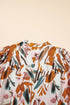 Abstract Printed Puff Sleeve Button Up Braided Belt Mini Dress
