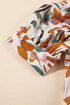 Abstract Printed Puff Sleeve Button Up Braided Belt Mini Dress