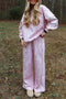 Abstract Side Stripe Long Sleeve Top Loose Pant Set