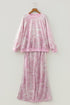 Abstract Side Stripe Long Sleeve Top Loose Pant Set