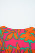 Abstract Sketch Floral Button Front Woven Blouse