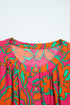 Abstract Sketch Floral Button Front Woven Blouse