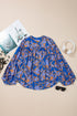 Abstract Sketch Floral Button Front Woven Blouse