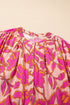 Abstract Sketch Floral Button Front Woven Blouse