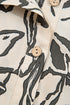 Abstract Sketch Floral Button Front Woven Blouse
