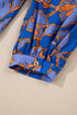 Abstract Sketch Floral Button Front Woven Blouse