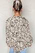 Abstract Sketch Floral Button Front Woven Blouse