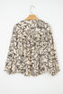 Abstract Sketch Floral Button Front Woven Blouse