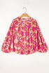 Abstract Sketch Floral Button Front Woven Blouse