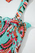 Abstract Smocked Bodice Knotted Strap Ruffled Maxi Dress