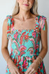 Abstract Smocked Bodice Knotted Strap Ruffled Maxi Dress