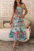 Abstract Smocked Bodice Knotted Strap Ruffled Maxi Dress