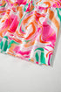 Abstract Swirl Print Smocked Bodice Flutter Sleeve Maxi Dress