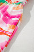 Abstract Swirl Print Smocked Bodice Flutter Sleeve Maxi Dress