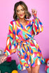Abstract Swirl Print Surplice Tie Waist Dress