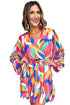 Abstract Swirl Print Surplice Tie Waist Dress