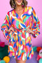 Abstract Swirl Print Surplice Tie Waist Dress