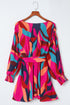Abstract Swirl Print Surplice Tie Waist Dress