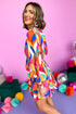 Abstract Swirl Print Surplice Tie Waist Dress
