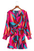 Abstract Swirl Print Surplice Tie Waist Dress
