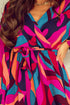 Abstract Swirl Print Surplice Tie Waist Dress