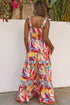 Abstract Swirl Print Tiered Tie Shoulder Maxi Dress