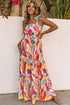 Abstract Swirl Print Tiered Tie Shoulder Maxi Dress