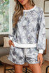 Abstract Woodland Print Baggy Pullover Drawstring Short Sets