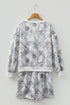 Abstract Woodland Print Baggy Pullover Drawstring Short Sets