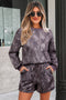 Abstract Woodland Print Baggy Pullover Drawstring Short Sets