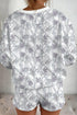 Abstract Woodland Print Baggy Pullover Drawstring Short Sets