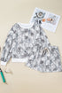 Abstract Woodland Print Baggy Pullover Drawstring Short Sets