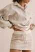 Abstract Woodland Print Balloon Sleeve Pullover Skort Two Piece Dress