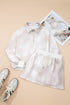 Abstract Woodland Print Balloon Sleeve Pullover Skort Two Piece Dress