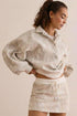 Abstract Woodland Print Balloon Sleeve Pullover Skort Two Piece Dress