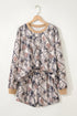 Abstract Woodland Print Long Sleeve Casual Short Set