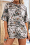 Abstract Woodland Print Western Henley Tunic Shirt