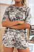 Abstract Woodland Print Western Henley Tunic Shirt