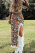 Cheetah Print Trim Split Long Western Skirt