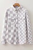 Checkered Print Flap Pocket Button Front Shacket