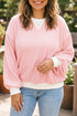 Ribbed Knit Long Sleeve Round Neck Top