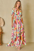 Abstract Print Flutter Sleeve V Neck Maxi Dress