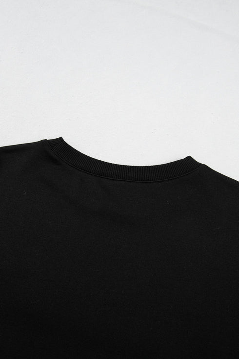 Embroidered Graphic Long Sleeve Round Neck Pullover Sweatshirt