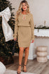 Pearl Embellished Keyhole Blouson Knit Sweater Dress