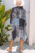 Bohemian Patchwork Print Open Front Resort Kimono