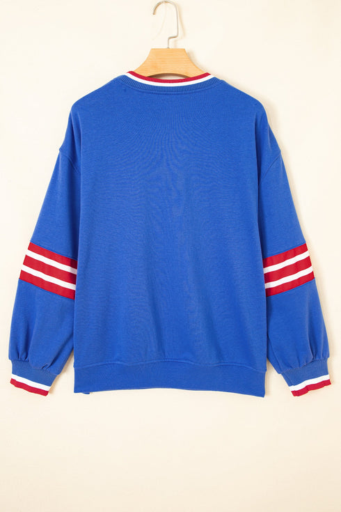 Abstract Racing Graphic Embroidered Patchwork Long Sleeve Sweatshirt